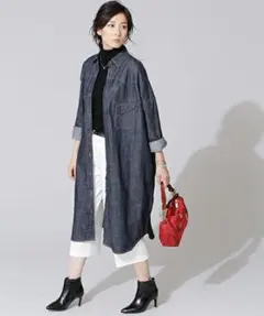 ナノユニバース　美品　NAno•universe デニムシャツロングワンピース