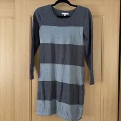 BANANA REPUBLIC 長袖 チュニック ボーダー グレー シルバー