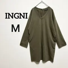 INGNI イング　Ｍ　カーキ　グリーン　長袖　ロンT チュニック　編み上げ