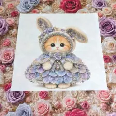未使用　可愛い猫ちゃんパネル生地＆薔薇リボン柄生地