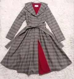 CINEMATIQ 高ストレッチ ワンピース コート 2way チェック M