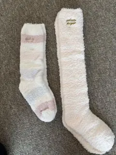 ふわふわストライプレッグウォーマー