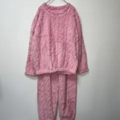 新品　ピンク　フリース　パジャマ　ルームウェア 上下セット　ウエストゴム