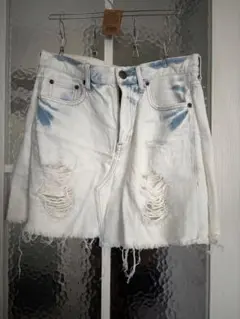 デニム　ダメージ加工 ミニスカート