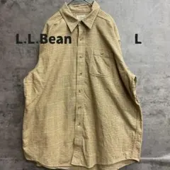 エルエルビーン メンズ長袖シャツ L 茶系チェック レギュラーフィット【7521