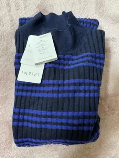 INDIVI 長袖タートルネックニット M ネイビー/ブルー