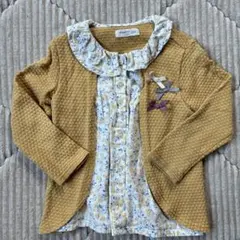 【100cm】重ね着風花柄トップス