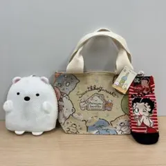 すみっコぐらし　ゴブラン織 バッグ & パペット型 バススポンジ セット おまけ