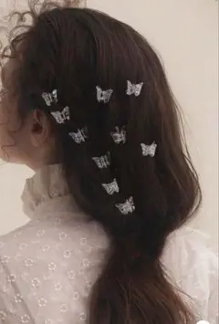 蝶形クリアヘアクリップ7個セット