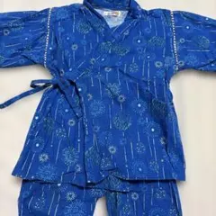 青色 花火柄 甚平 110サイズ　くろわっさんすべべ
