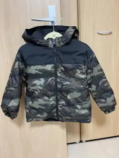 12/16までセール　グローバルワーク　黒×迷彩柄リバーシブル中綿コート　X L