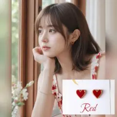 Cute＆Girly ハート ピアス イヤリング レッド