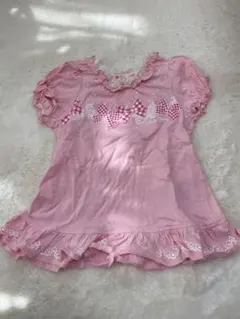 メゾピアノ　ピンク リボン フリル 半袖トップス 120