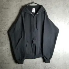 Hanes ジップパーカー 黒 フーディ ブランク フルジップ アメリカ古着