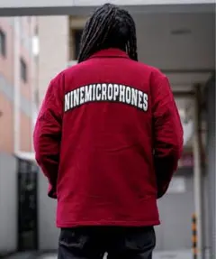 ナインマイクロフォンズ　スカジャン　ブルー　詩 NineMicrophones NineMicrophones - ナインマイクロフォンズ スカジャン ブルー