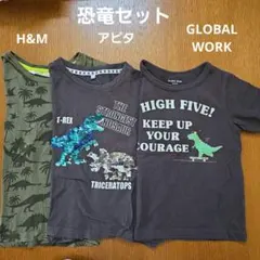 恐竜　半袖　110　スパンコール　グローバルワーク　H&M