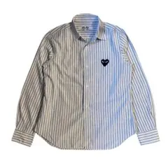 極美品✨プレイコムデギャルソン ストライプ 黒ハート 長袖 ドレスシャツ L