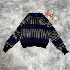 アイテムズ アーバンリサーチ (L) 長袖 ニット セーター ストライプ 綿混