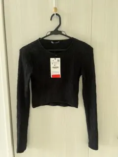 【新品】ZARA ブラック クロップド 長袖カットソー S タグ付き
