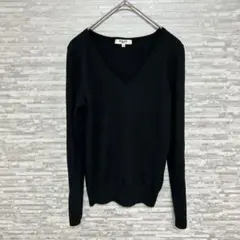 ナチュラルビューティーベーシック✨黒 Vネックニット M 長袖 シンプル