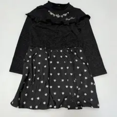 120★メゾピアノ★ロゴ刺繍！キラキラストーン付き！切り替えワンピース★