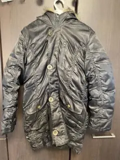 グレー ダウンジャケット ファー付き