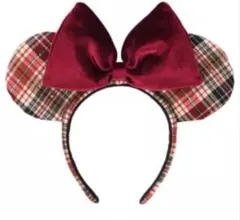 【新作/秋】ディズニー カチューシャ ミニー チェック柄 クリスマス