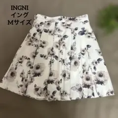 【美品】INGNI花柄フレアスカート ホワイト Mサイズ 春夏 可愛い 裏地付き