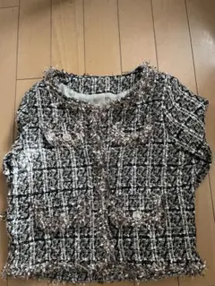 ツイード ノーカラージャケット