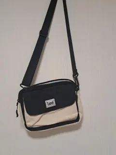 Lee ショルダーバッグ キャンバス ブラック×アイボリー コンパクト