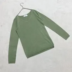 アズールバイマウジー ＊ Vネック ニット プルオーバー グリーン系 S 長袖