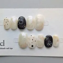 現品販売 ネイルチップ | ニュアンス 花柄 波模様 大人デザイン | 春ネイル