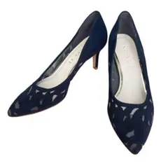 Le Talon ネイビー　リーフカット　レースパンプス　サイズ24