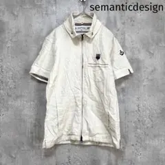 【セマンティックデザイン】半袖シャツ S フルジップ コットン100 カジュアルのサムネイル