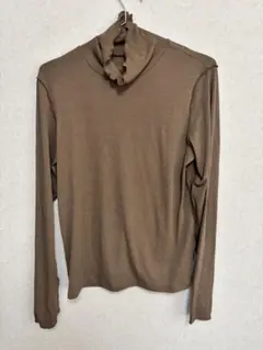 [GU]<新品>ソフトリブタートルネックT 長袖 ブラウン