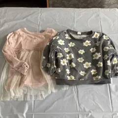 花柄 グレー トレーナー 100cm