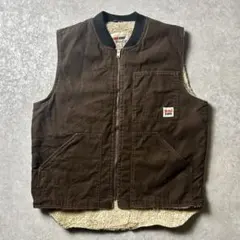 90s WORK KING ダック地ベスト 裏ボア ワークベストフェードブラウン