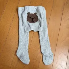 クマ顔柄 グレー ベビータイツ 0-12M