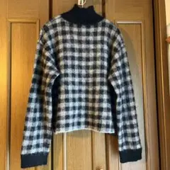 お値下げしました！　チェック柄 タートルネック モヘアニット 36