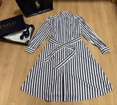 美品LサイズPolo Ralph Lauren ストライプシャツワンピースのサムネイル