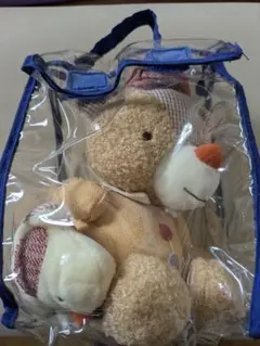 GIFT ベージュのぬいぐるみ 透明バッグ付き