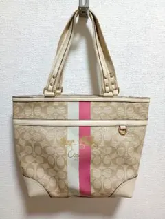 極美品！COACH コーチ トートバッグ ベージュ×ピンク