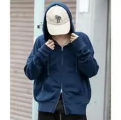 WEGO ウィゴー　コンパクトフィットダブルZIPパーカー 男女兼用 ネイビー