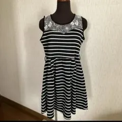 emsexcite☆肩のレースがオシャレなワンピース ノースリーブストライプ