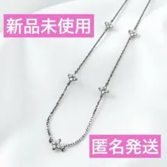 人気　花5連　ロングネックレス　小粒　シルバー　フラワーモチーフ　s925
