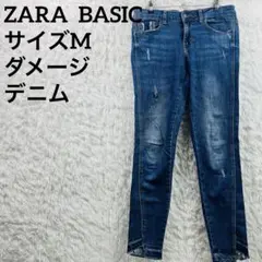 ZARA BASIC ザラ　ダメージ加工 スキニーデニムパンツ ブルーのサムネイル