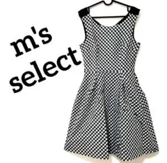 m's selectエムズチェック柄ノースリーブひざ丈ワンピースギンガムチェックのサムネイル