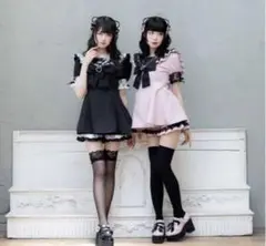DEAR MY LOVE レース重ねセーラーリボンセットアップ ブラック