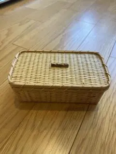 天然素材 蓋付き小型バスケット