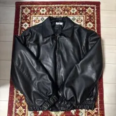 黒レザージャケット エラスティックバンド付き